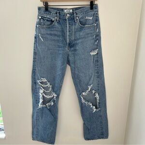 Agolde Jeans Light Wash Distressed Ripped Knee Women Size 27 Denim Spring Casual